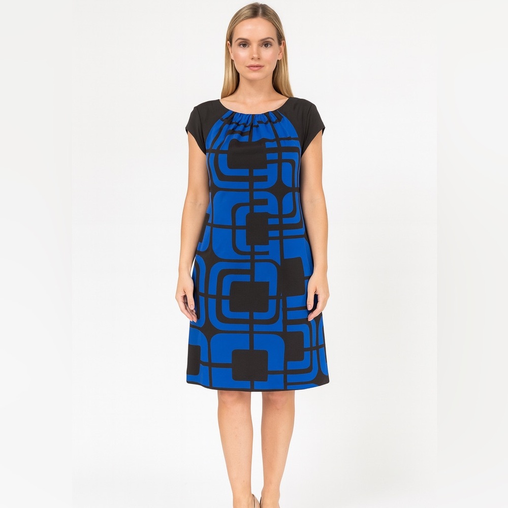 London Times Geometric Shift Dress